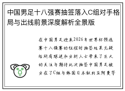 中国男足十八强赛抽签落入C组对手格局与出线前景深度解析全景版